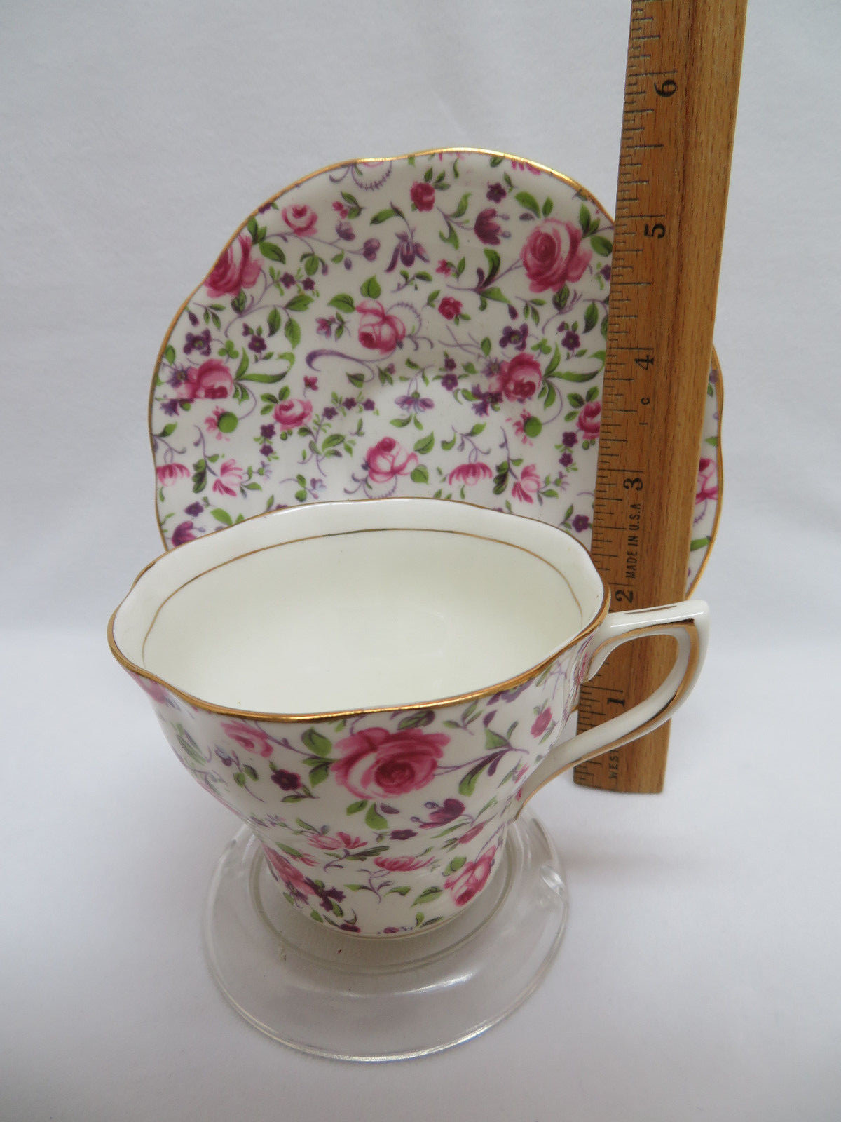 Rosina Rose Bone China England Chintz Tea Cup and Saucer