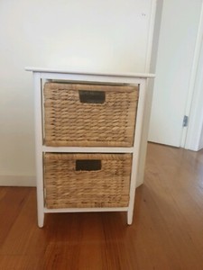 2 Drawer Chest Of Drawers With Cane Baskets Bedside Tables