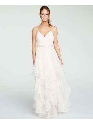 

SEQUIN HEARTS Женское вечернее платье с белым поясом на тонких бретелях для подростков, Белый