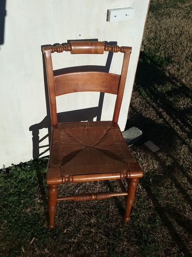 Antique Henkel & Harris Wooden Chairs Woven Rush Seats 1957