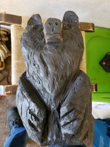 Black Bear antique hand carved wooden bear