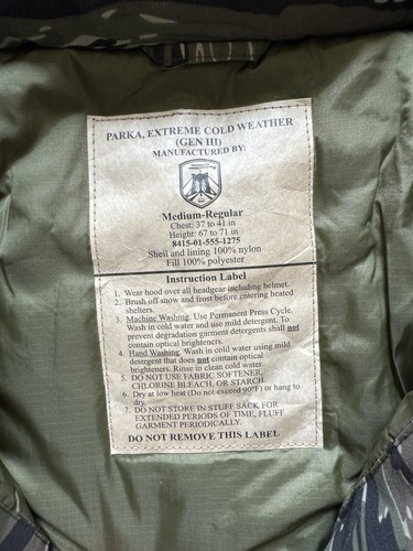 Pre-owned Us Army Cold Weather Parka Primaloft Jacket Ecwcs Tiger Stripe Level 7 All Sizes In Brown