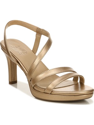 Женские босоножки NATURALIZER Womens Gold Brenta с открытым носком и блочным каблуком без застежки на каблуке 12 М