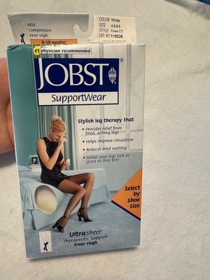 Jobst 8-15 Ultrasheer Support Compression Stockings 4.5-6.5 Knee Hi White New