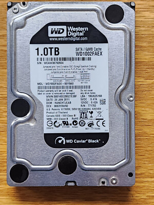 WD Black WD1002FAEX-00Y9A 1TB 7200RPM 64MB Cache HDD HANCHTJCAB 771702