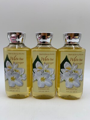 Bath & Body Works White Tea & Ginger Shower Gel S/ 3 Full Sz 10 fl oz #1028