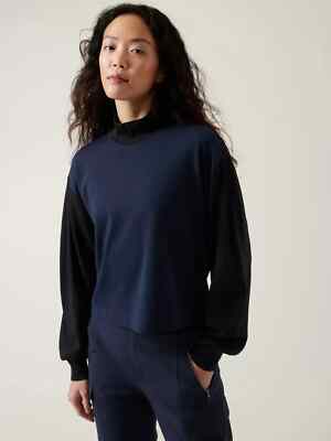 Athleta Venice Sweatshirt Crop**Plus Size 2X** Navy w/ Black Sleeves**$89