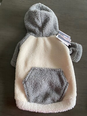 JESSICA SIMPSON GRAY & PINK SHERPA HOODIE JACKET COAT Puppy/Dog MEDIUML NWT