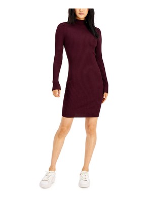 

Женское бордовое вязаное короткое платье-свитер с длинными рукавами HOOKED UP Junior, Burgundy