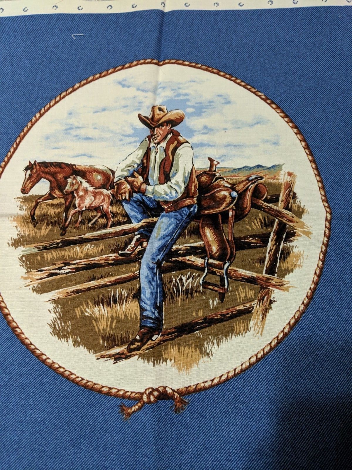 4 Cowboy on the Range cotton pillow squares 16