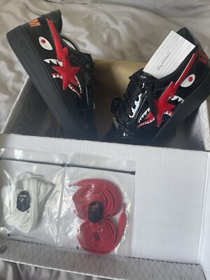 A Bathing Ape Bape Sta Low Shark Black GR. 44 WIE NEU! 