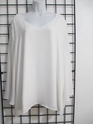 ''NEW''  CHARLIE PAUGE CURVY / $69.99    2X==IVORY / FLOWING BLOUSE