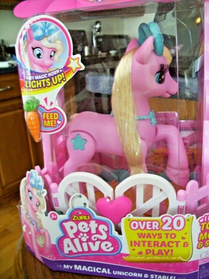 Amazon Com Pets Alive My Magical Unicorn Battery Powered Interactive Robotic Toy Purple Unicorn By Zuru Toys Games