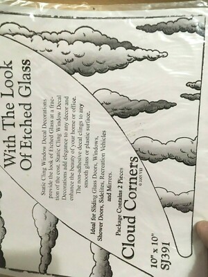 Vinyl Cling Decals CLOUD CORNERS  10'' x 10'' ~ 2 pcs - NEW  SJ391