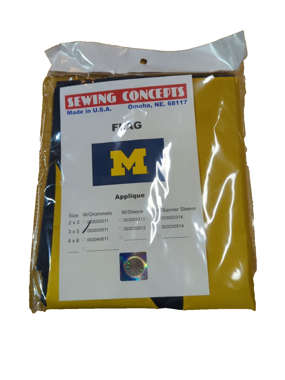 University of Michigan 3' x5' Flag Sewing Concepts Embroidered w