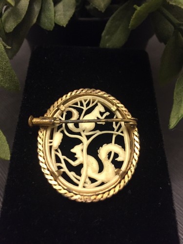 Vintage ART DECO signed DEPOSE FRANCE celluloid brooch pin  Squirrels