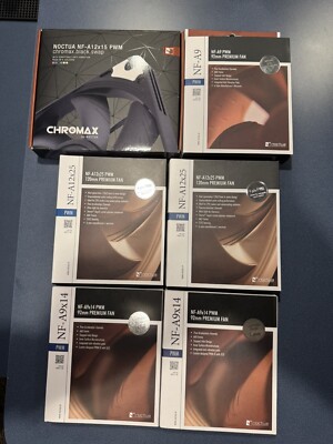 Noctua Fan Lot of 6 - 120mm, 92mm, NF-A12, NF-A9, Chromax Black, Assorted