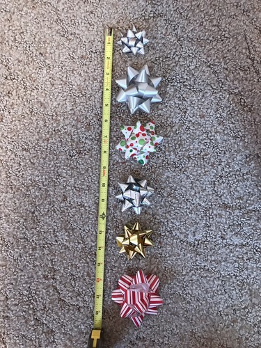 Assortment 50 Gift Bows White Gold, Red, Blue, Silver, Green, Striped, Polka Dot