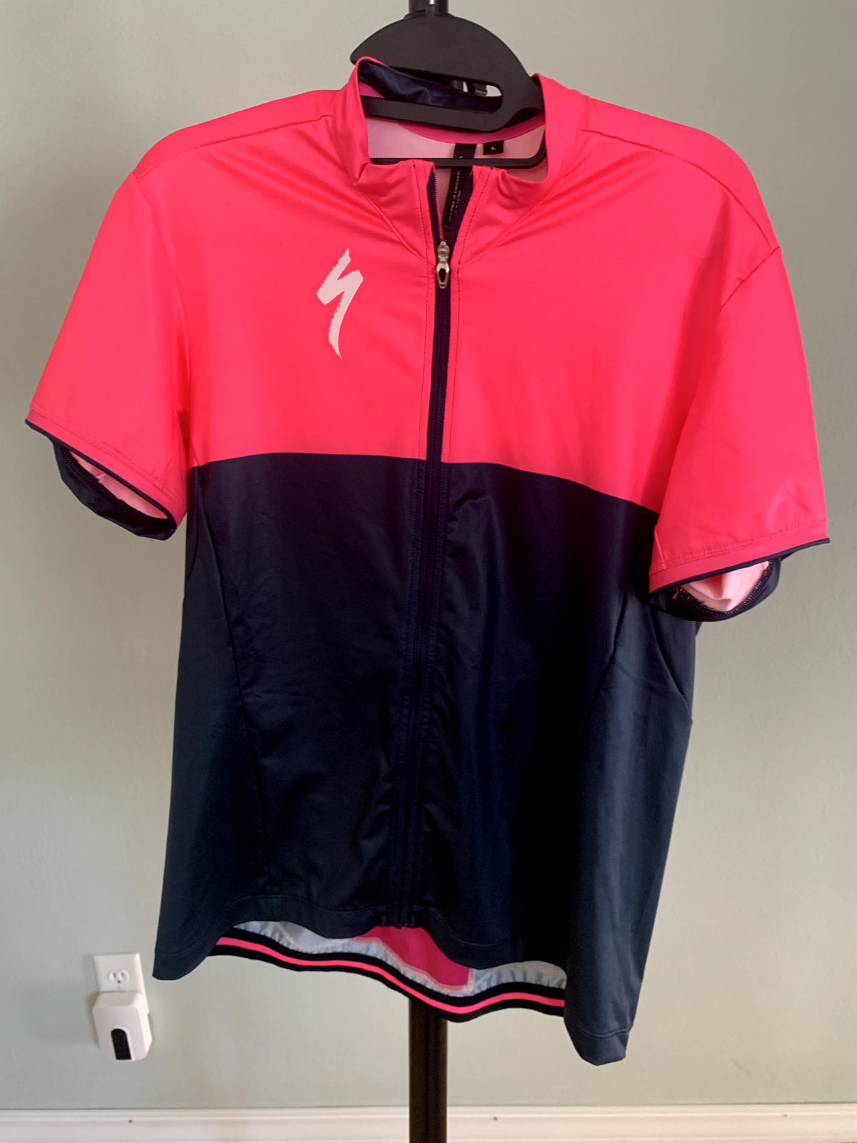 Bike Jersey Womens Large Bright Pink And Dark Navy Blue