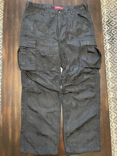 Supreme Floral Tapestry Cargo Pants Black Size 32 Men
