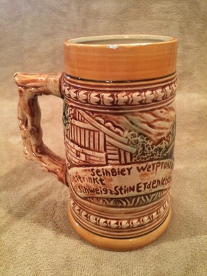 Vintage~Japan~Beer~Mug~Stein~Beer Drinkers~Ethnic~Handle~Decor~5.5