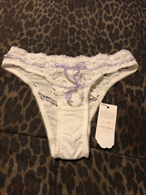 VS FOR LOVE & LEMONS White Swirl Eyelet Lavender Gingham High Waist Cheeky NWT