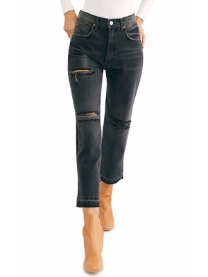 

Черные укороченные джинсы с бахромой и бахромой WE THE FREE, Черный, OB938698