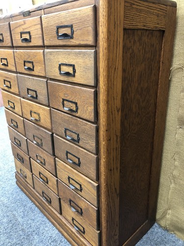 Antique Oak 24 Drawer File Cabinet