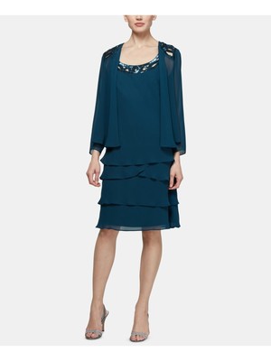 

Женский темно-бирюзовый вечерний жакет SLNY с рукавом 3/4 Размер, Teal, 110692