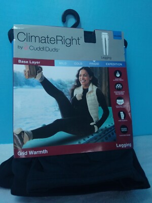 NEW Climate Right Cuddl Duds Women Grid Warmth  Leggings Black XXL Base Layer 