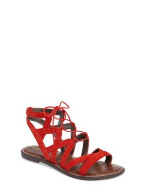 

SAM EDELMAN Женские красные регулируемые кожаные сандалии-гладиаторы Gemma с круглым носком, размер 6 м, Красный, D4411LA