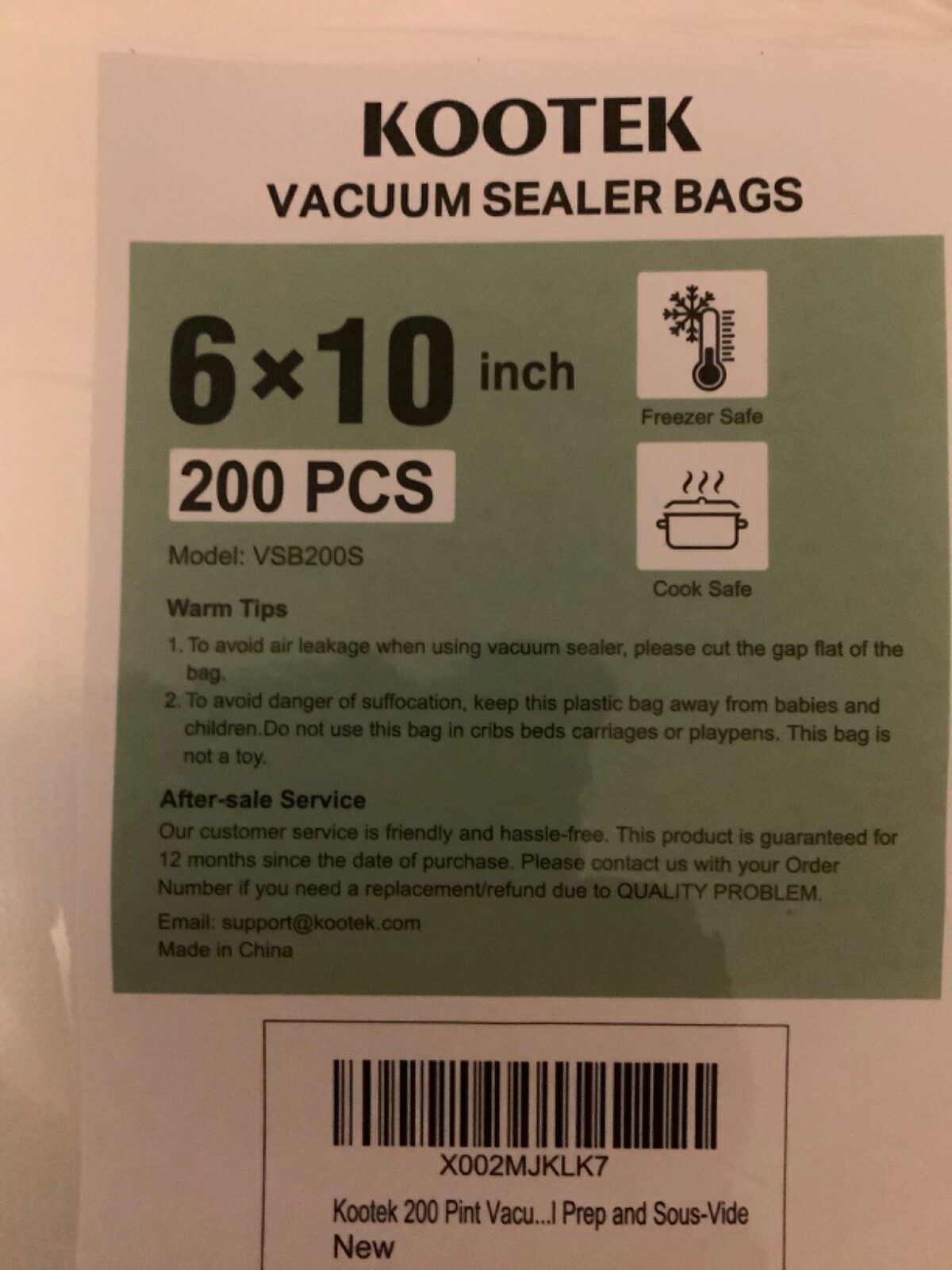 Vacuum Sealer Bag 200 Pint 6x10 Inch Commercial Grade Food Saver Bags Seal Meal