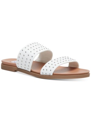 

STEVE MADDEN Женские белые шлепанцы с эластичной резинкой по бокам Dede Round Toe Slip On Slide, Белый, DEDE02S1