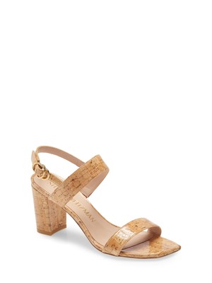 

STUART WEITZMAN Женские Бежевые Пробковые Кожаные Сандалии Austine с Открытым Блочным Каблуком, Бежевый, S1213