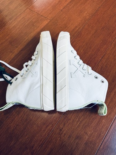 Pre-owned Off-white Final  Women High Vulcanized Logo-appliquéd Leather Sneakers Eu37 Us 7