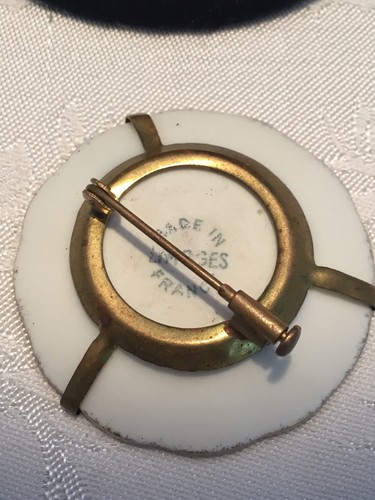 Antique Vintage Limoges Made in France Mini Colorful Flowers Plate Pin Brooch