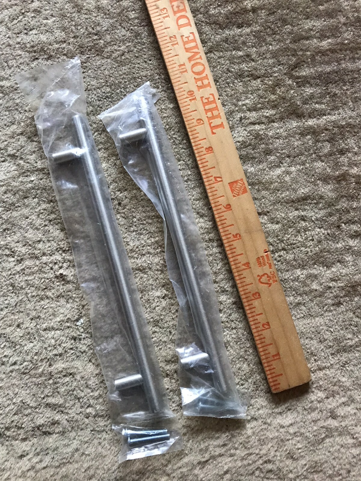 Pair of large Push and Pull metal Stainless steel Tubular Door Handles 10"L