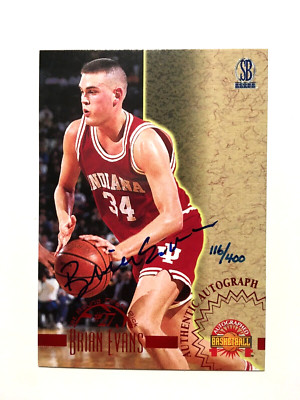 Brian Evans 1996 Score Board Autographed BK Autographs Red #23 Hoosiers RC /400