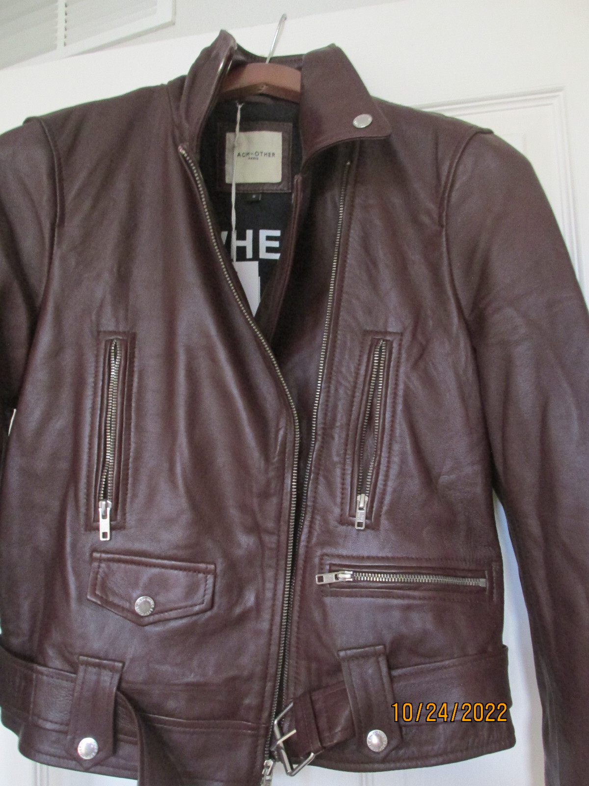 EACH OTHER paris ライダース NWT Each x Other Paris London Burgundy Leather Moto Biker