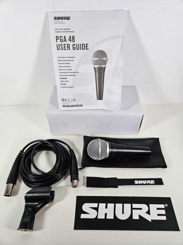 Shure Pga48-xlr Cardioid Dynamic Vocal Microphone, On-off Switch, 15