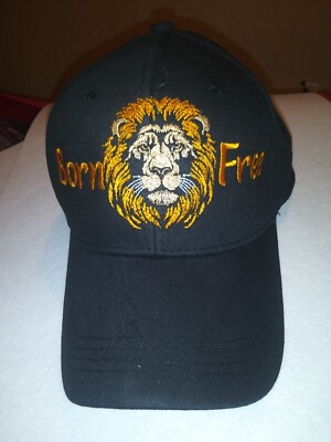 Lion ''Born Free'' Embroidered Hat/Cap - Black - Great Gift for Father's Day