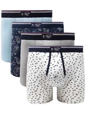 

Комплект нижнего белья PENGUIN, 4 шт., темно-синие трусы-боксеры с поясом и логотипом, размер, Navy, RPMC403