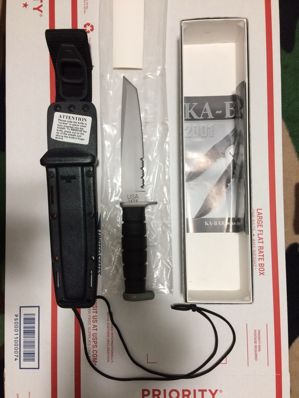 KA-BAR 1270 NEXT GENERATION TANTO KNIFE MADE IN USA EAGLE SHEATH 8016 RARE NEW