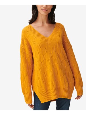 

LUCKY BRAND Женский золотой свитер с длинным рукавом и V-образным вырезом на работу