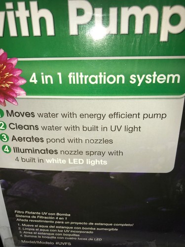 Smartpond 4 in 1 Filtration Pond Pump FOUNTAIN W/ LED Lights Floating uv Filter
