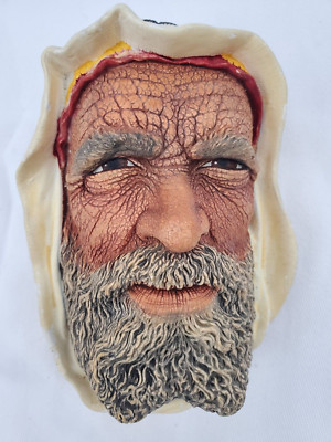 VTG 1968 Bossons of England ''Syrian'' Arab Sheik Head Chalkware Wall Plaque Mount