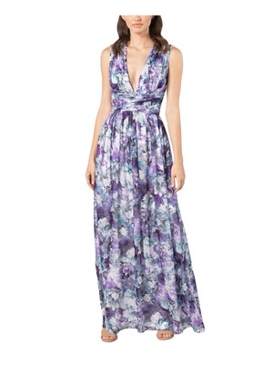 

DRESS THE POPULATION Женское длинное платье без рукавов на фиолетовой подкладке, Фиолетовый