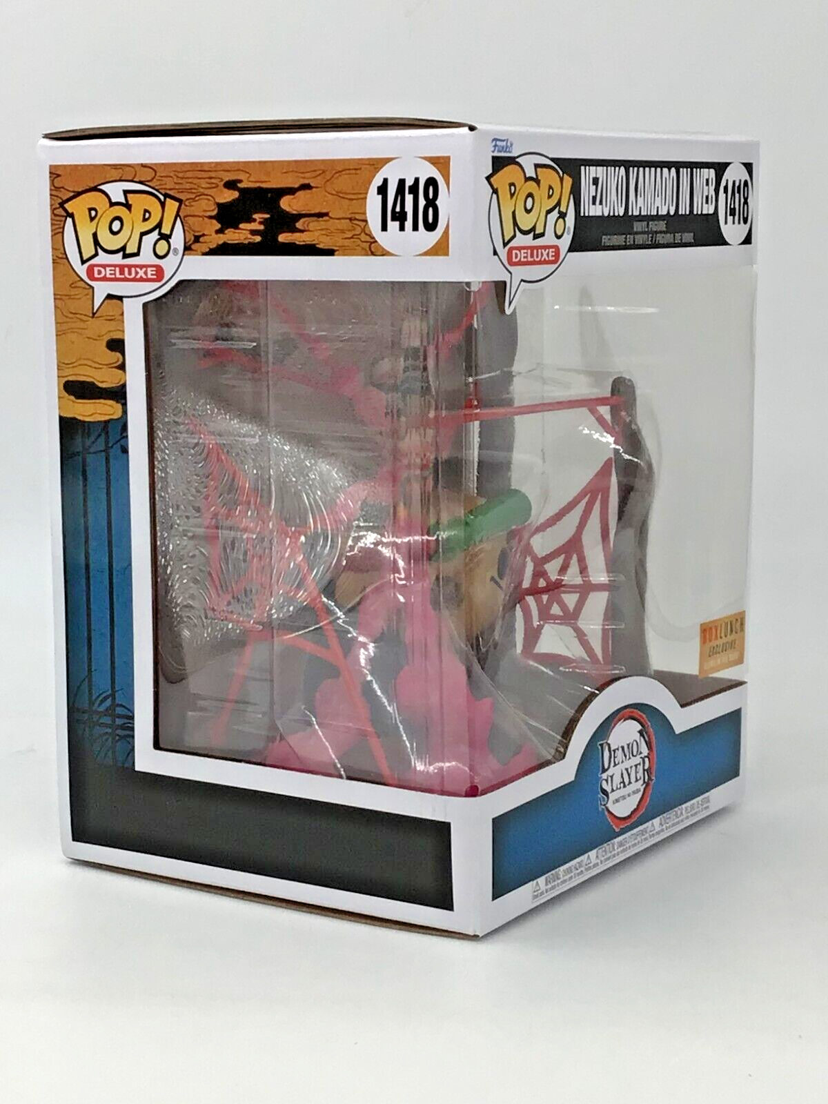 Funko Pop! 6" Deluxe Demon Slayer Nezuko Kamado in Web #1418 Glow Box Lunch Ex