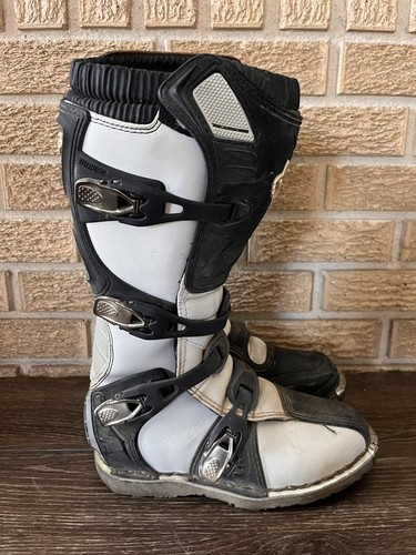 5 Boots Womens Size 8 Motocross Motorcycle Black White Excellent Shape!