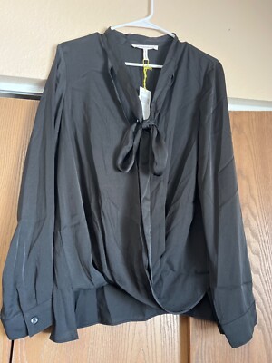 BCBGeneration Long Sleeve Plunging Neckline Cross Body Blouse Women's Size M NWT